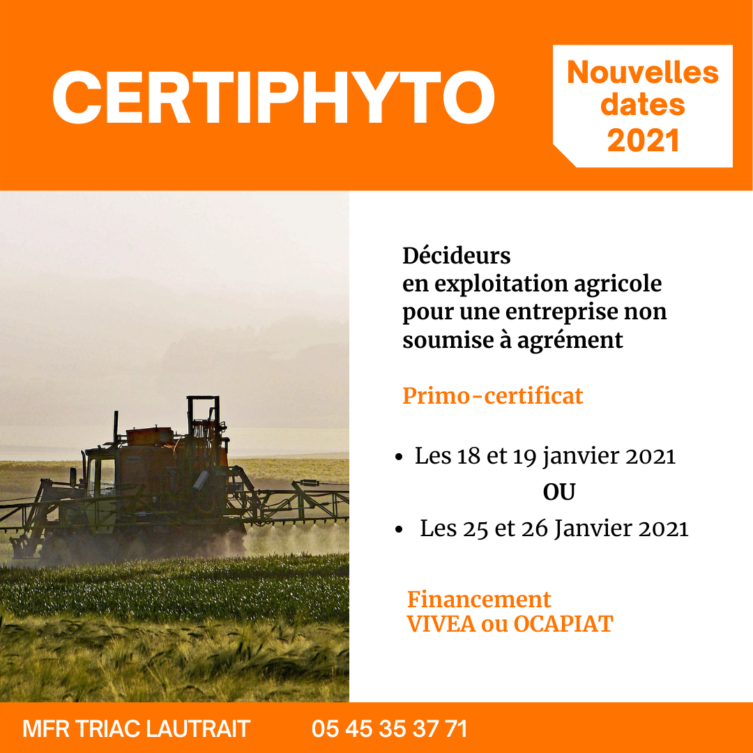 CERTIPHYTO Décideurs en exploitation agricole pour une entreprise non soumise à agrément  Primo-certificat