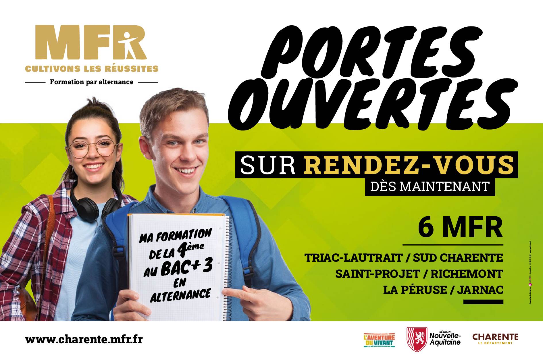 PORTES OUVERTES SUR RDV dans les 6 MFR de Charente